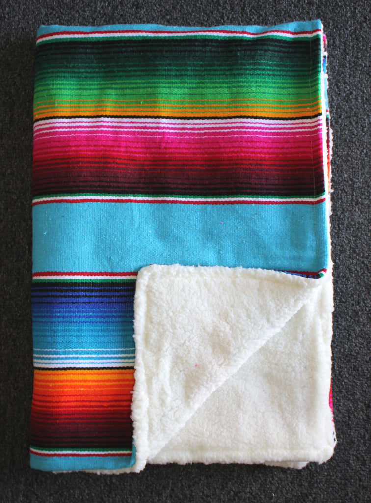 Baja Baby™ Mexican Serape Baby Blanket -Turquoise - Del Mex