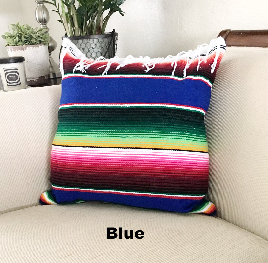 Serape Mexican Blanket Pillow with Fringe - Del Mex - 4
