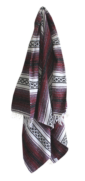 Del Mex Authentic Woven Mexican Blanket - Large 70x50 Inch Falsa Throw For Beach, Yoga & Southwest Décor (Burgundy) - View #4