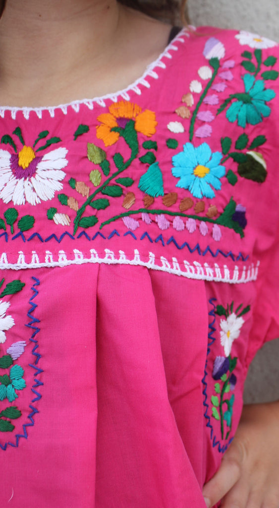 Embroidered Youth Dress: Pink - Del Mex - 3