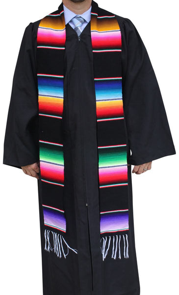 Del Mex Mexican Serape blanket Graduation Stole Sash Latino Hispanic (Black) Del Mex Mexican Serape blanket Graduation Stole Sash Latino Hispanic (Black)