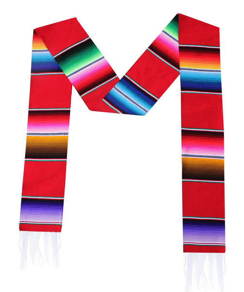 Serape Graduation Sash Stole- RED - Del Mex