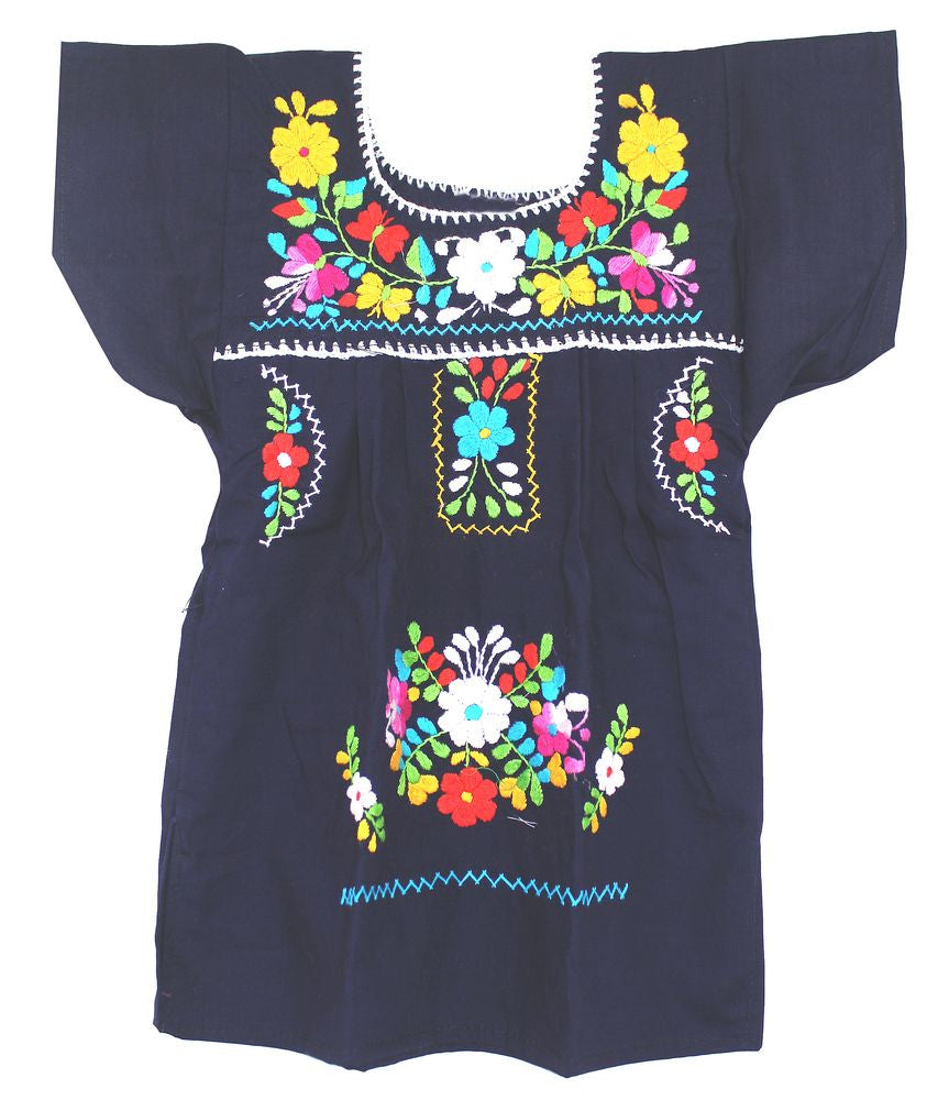 Embroidered Youth Dress: Navy Blue - Del Mex - 2