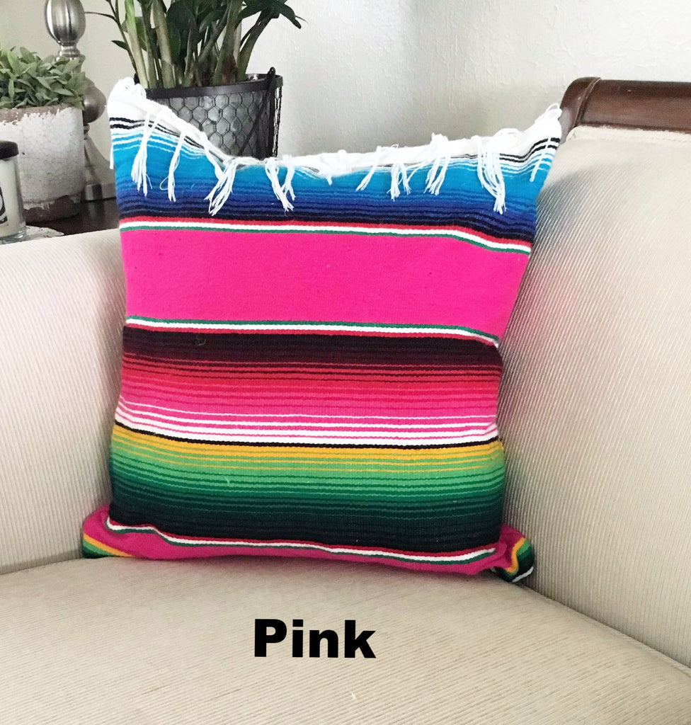 Serape Mexican Blanket Pillow with Fringe - Del Mex - 2