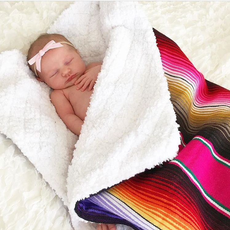 Baja Baby™ Mexican Serape Baby Blanket -Pink - Del Mex - 2
