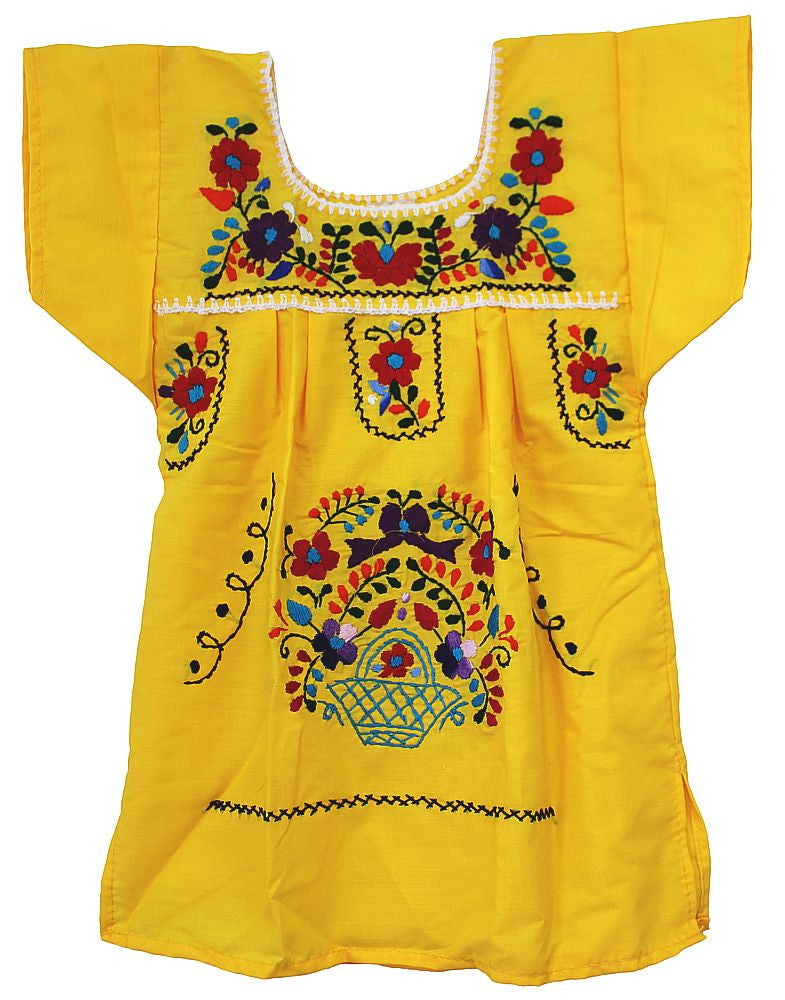 Embroidered Youth Dress: Yellow - Del Mex - 2