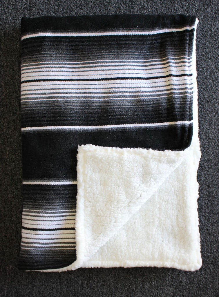 Baja Baby™ Mexican Serape Baby Blanket -Black/White - Del Mex
