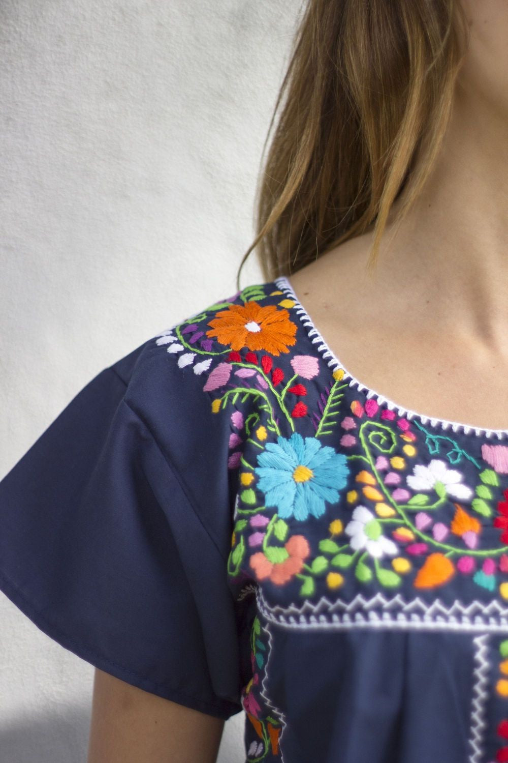 mexican mini dress Mexican Dress Puebla Short Mini Summer Dress | For Women Sizes S-XL | Multi Color Hand Embroidery Hot Pink (Size: Small)