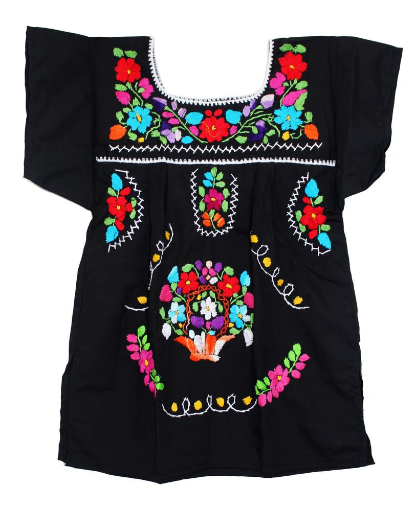 Embroidered Girls Mexican Dress - Del Mex Embroidered Girls Mexican Dress - Del Mex