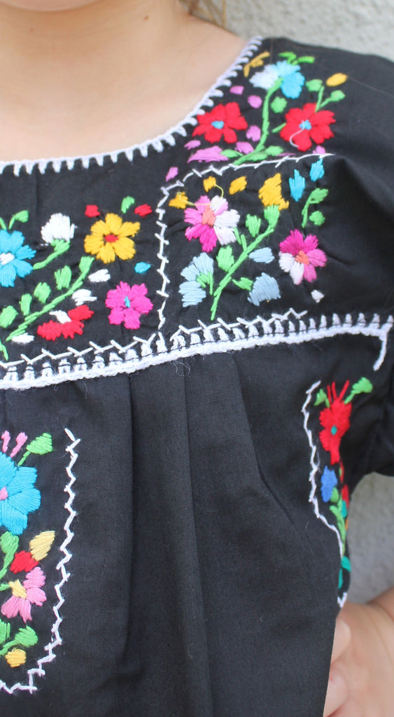 Embroidered Youth Dress: Black - Del Mex - 3