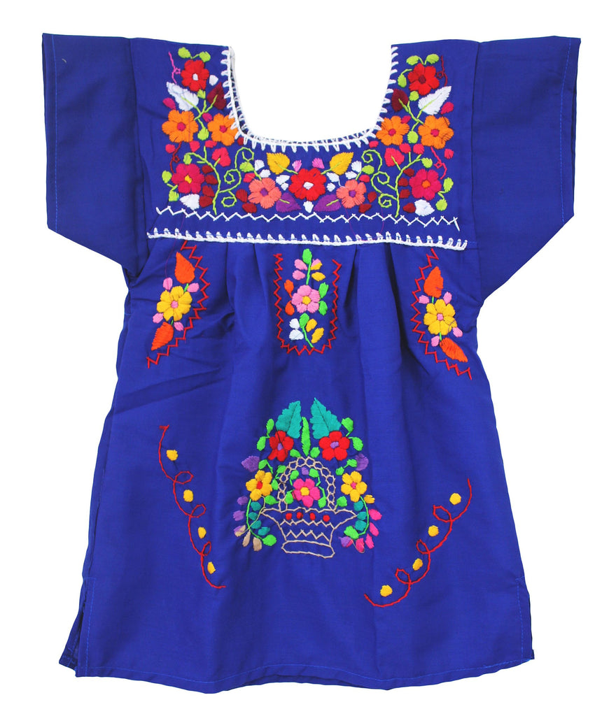 Embroidered Youth Dress: Blue - Del Mex - 2