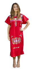 sachin and babi light blue dress Embroidered Dress for Women Traditional Mexican Style Floral Huipil Ethnic  Clothing Fitted for Fiesta Hispanic Heritage Month Authentic Outfit Black  at Amazon Women's Clothing store main image 0