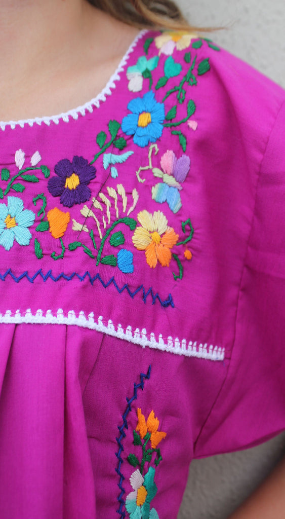 Embroidered Youth Dress: Plum - Del Mex - 3