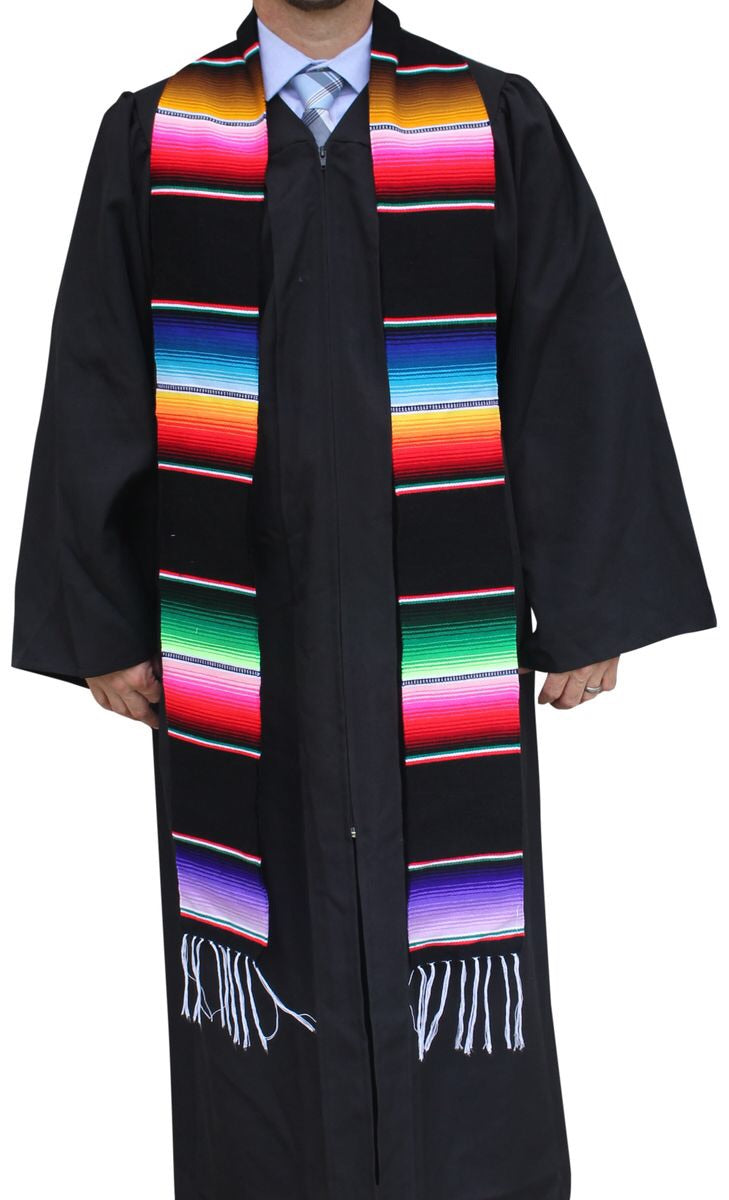 Del Mex Mexican Serape blanket Graduation Stole Sash Latino Hispanic (Black) Del Mex Mexican Serape blanket Graduation Stole Sash Latino Hispanic (Black)