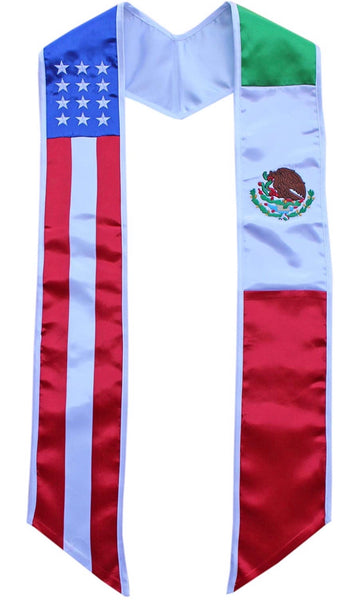 Mexican American Flag Graduation Sash Stole
