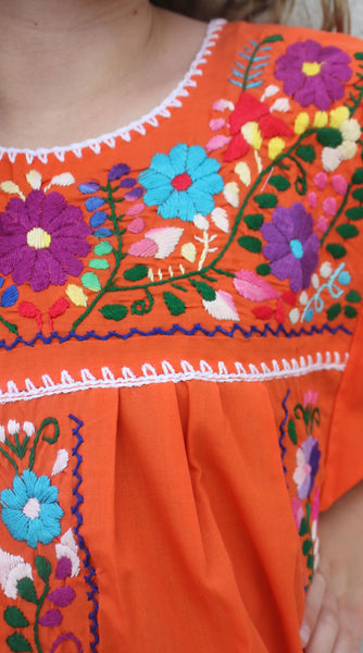 Embroidered Mexican Girls Dress - Del Mex