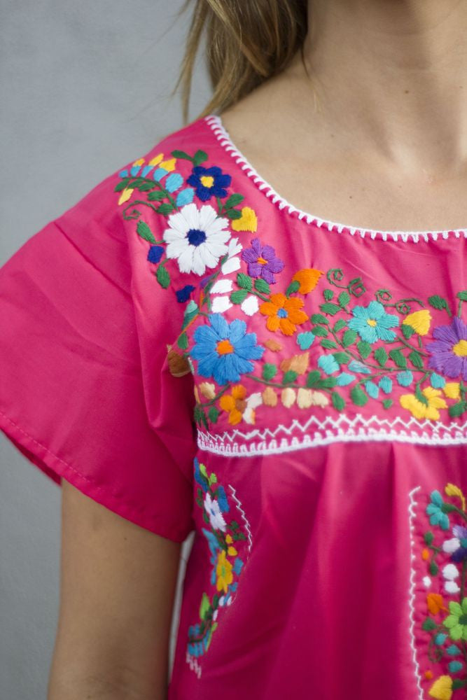 Embroidered Mexican Peasant Dress - Del Mex Embroidered Mexican Peasant Dress - Del Mex