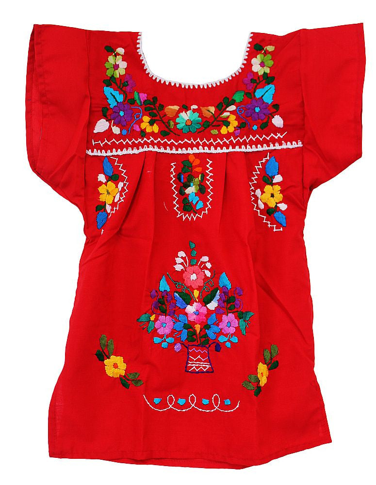 Girls Embroidered Mexican Dress - Del Mex Girls Embroidered Mexican Dress - Del Mex