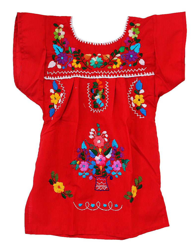 Embroidered Youth Dress: Red - Del Mex - 2