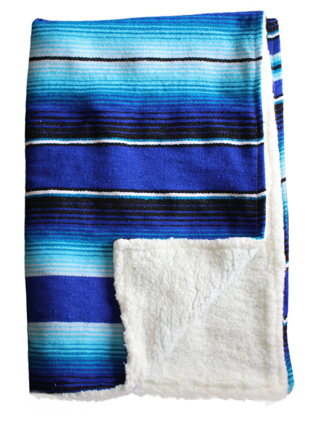Baja Baby™ Mexican Serape Baby Blanket -Blue & Turquoise