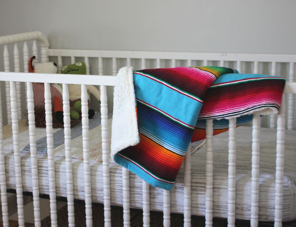 Baja Baby™ Mexican Serape Baby Blanket -Turquoise