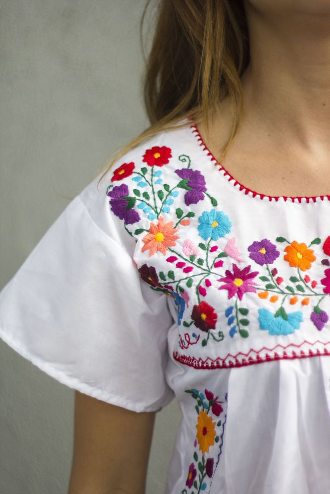 mexican shirt dress wrestling colorful party T-shirt M MADE AND HAND EMBROIDERED IN CHIAPAS Mexican Dress Sierra Sleeveless Mini