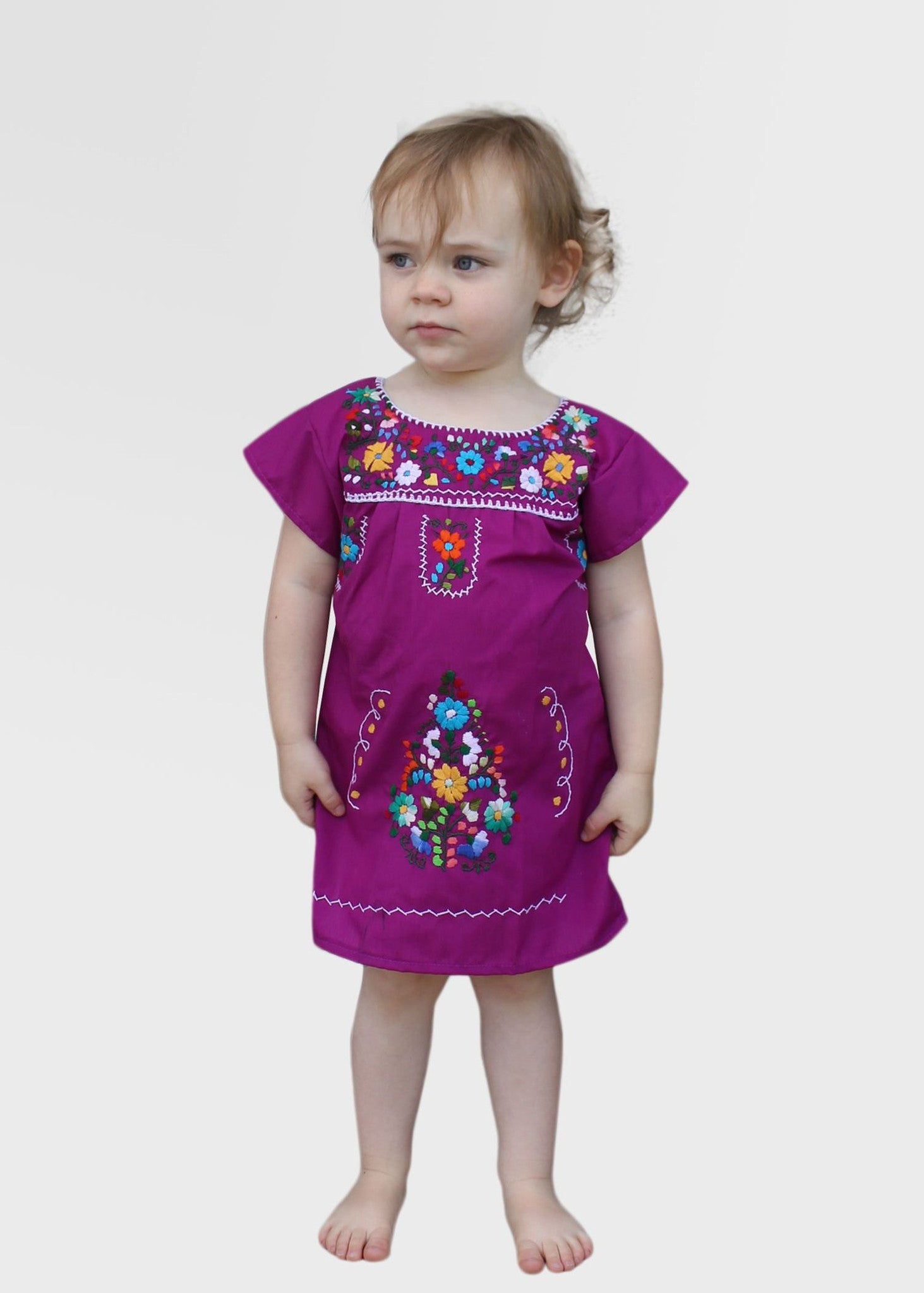 purple mexican peasant dress La Marina Corta Embroidered Mexican Peasant Blouse