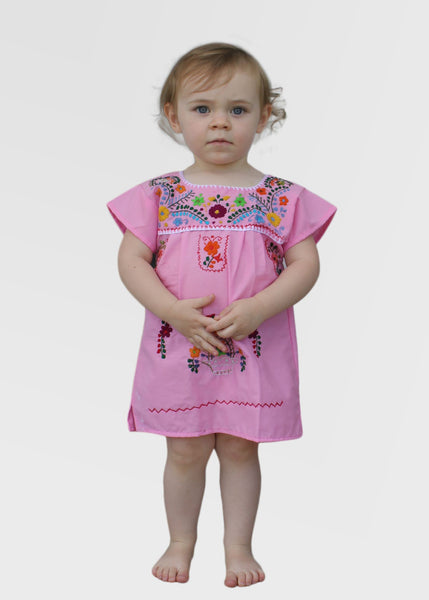 Embroidered Youth Dress: Light Pink - Del Mex - 1